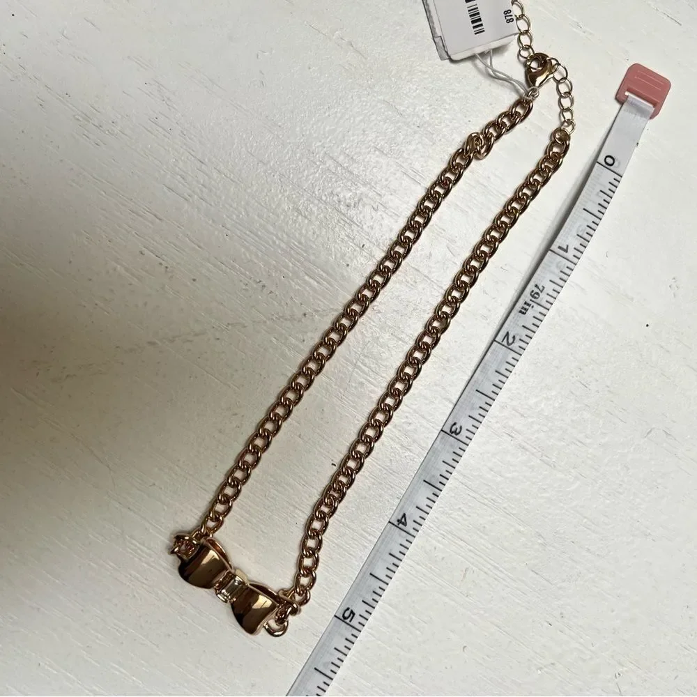 Gold Chain Choker Necklace with Bow NEW MSRP $72